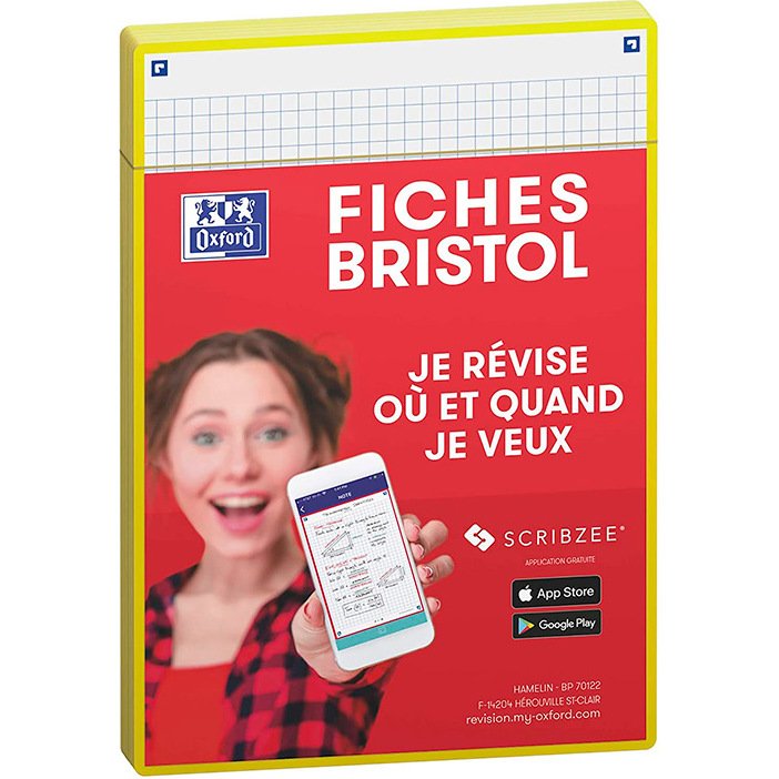 Fiches oxford bristol revision 2.0 oxford a5        perforee 32 fiches/film q5x5  cadre jaune