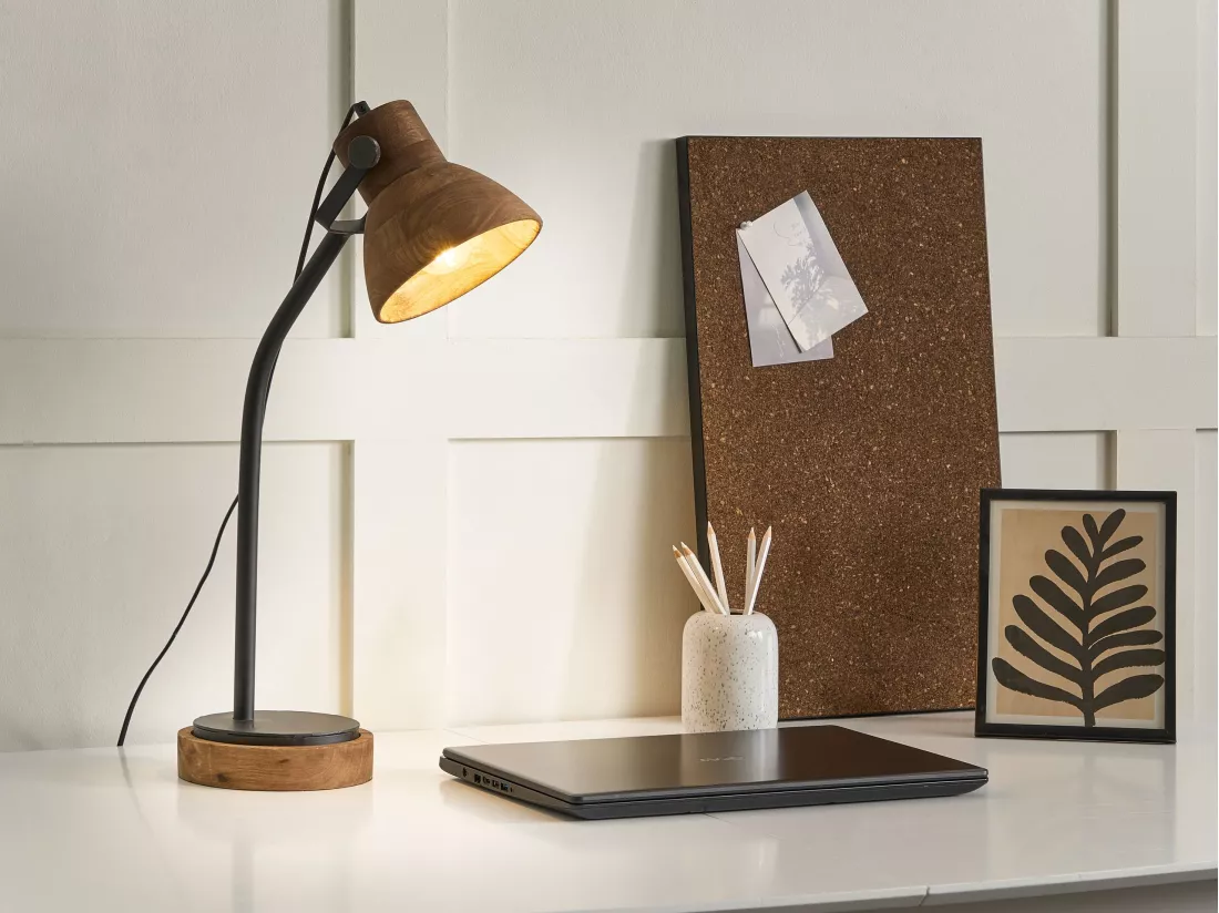 Lampe de bureau KOLAR Bois de manguier Marron foncé
