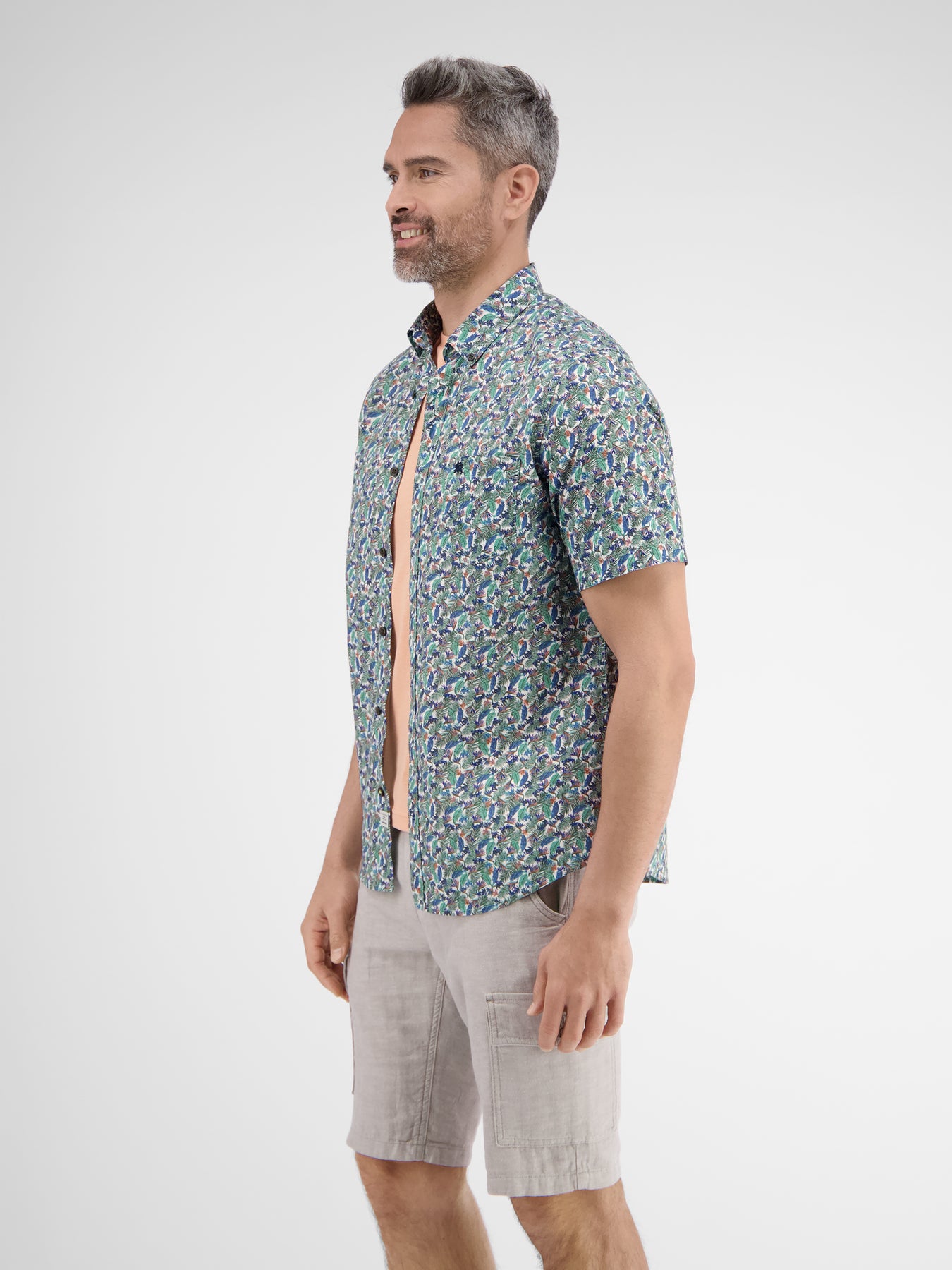 Halbarmhemd mit floralem Print
