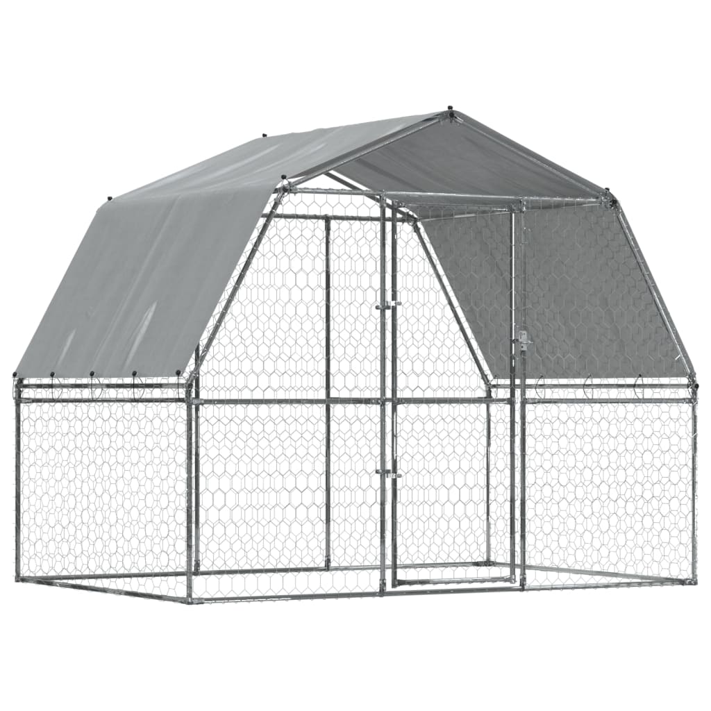 Gaiolas para cães vidaXL com teto e porta, 2 unidades, aço galvanizado prateado