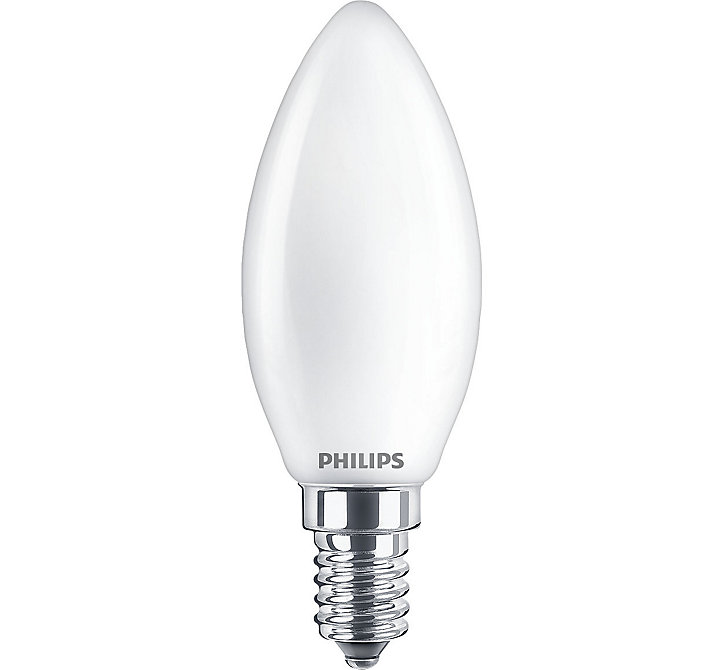 Lot 2 ampoules E14 (SES) flamme 470lm 4.3W = 40W IP20 blanc chaud Philips
