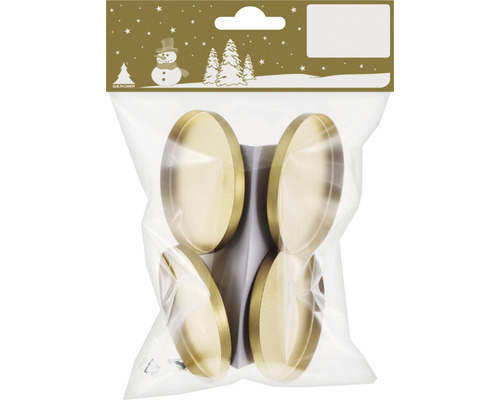 Verpakking van 4 metalen theelichthouders, 6 cm, goud
