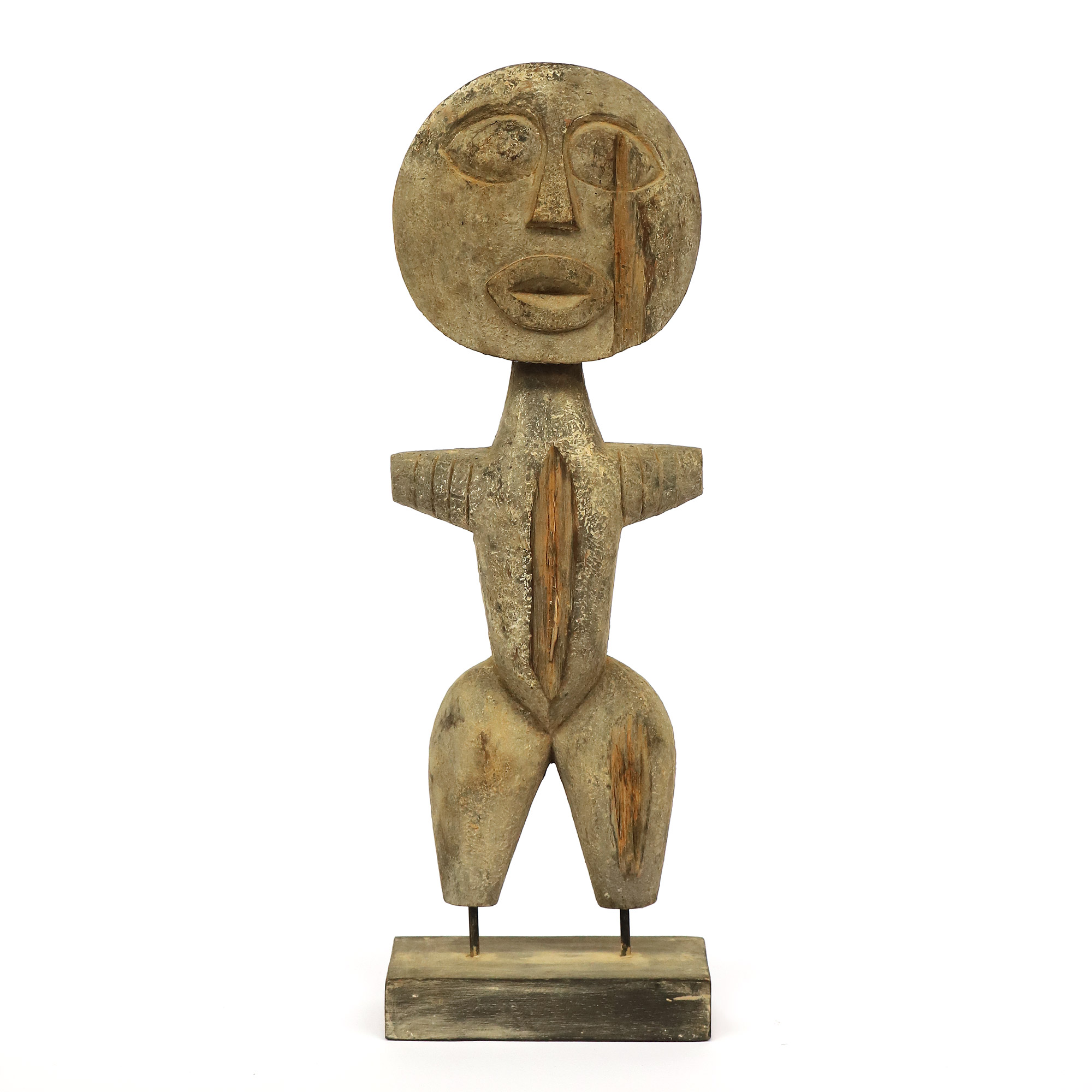 Primitive Holzskulptur L, H 57 cm, B 19 cm, L 10 cm von fischer's lagerhaus