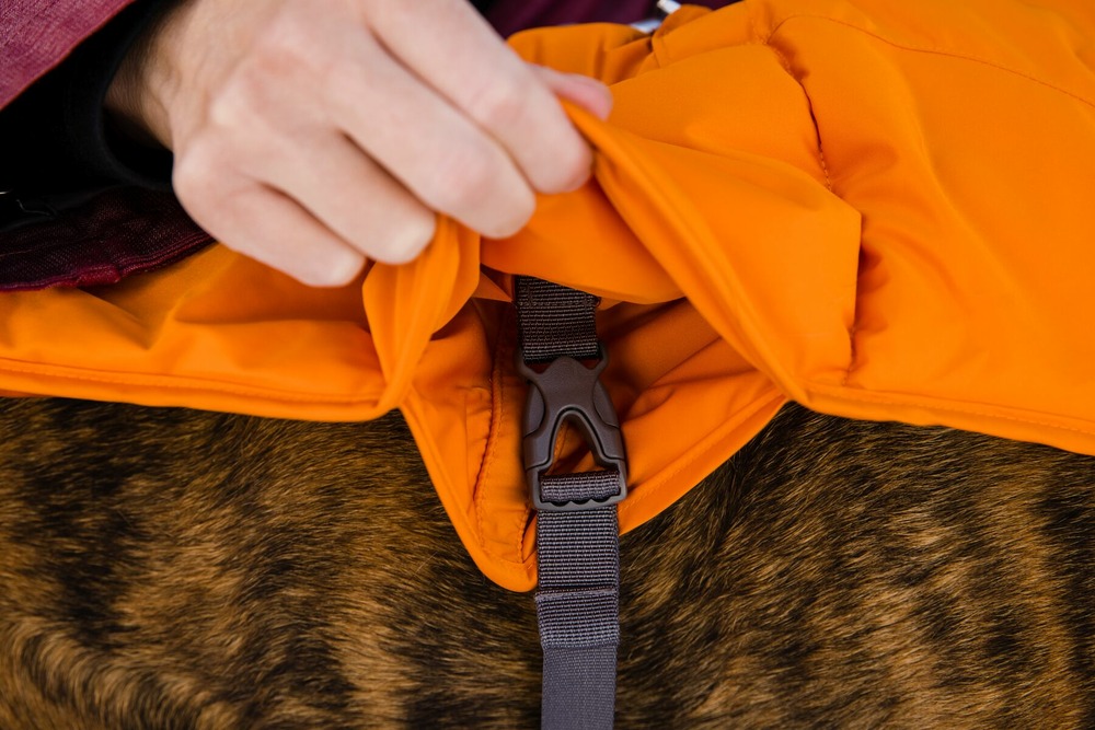 Veste d'hiver pour chien isolée quinzee™ avec passage pour laisses. Couleur: campfire orange (orange), taille: xxs