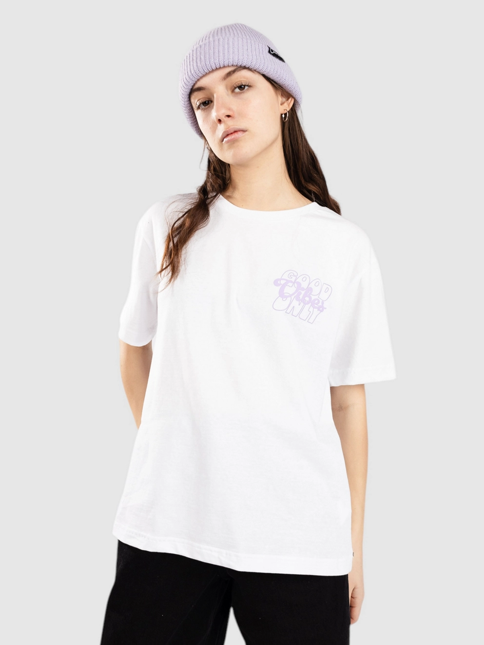 Miss Tee Good Vibings Wording T-Shirt white