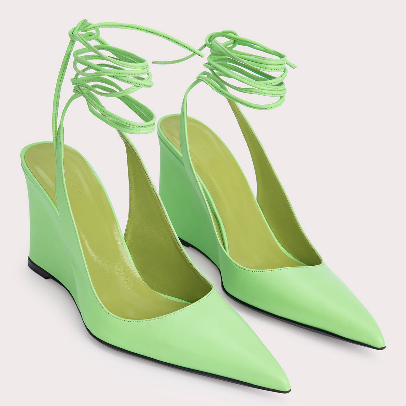 By Far Compensées en Cuir Vaughn vert clair - Talon 10 cm