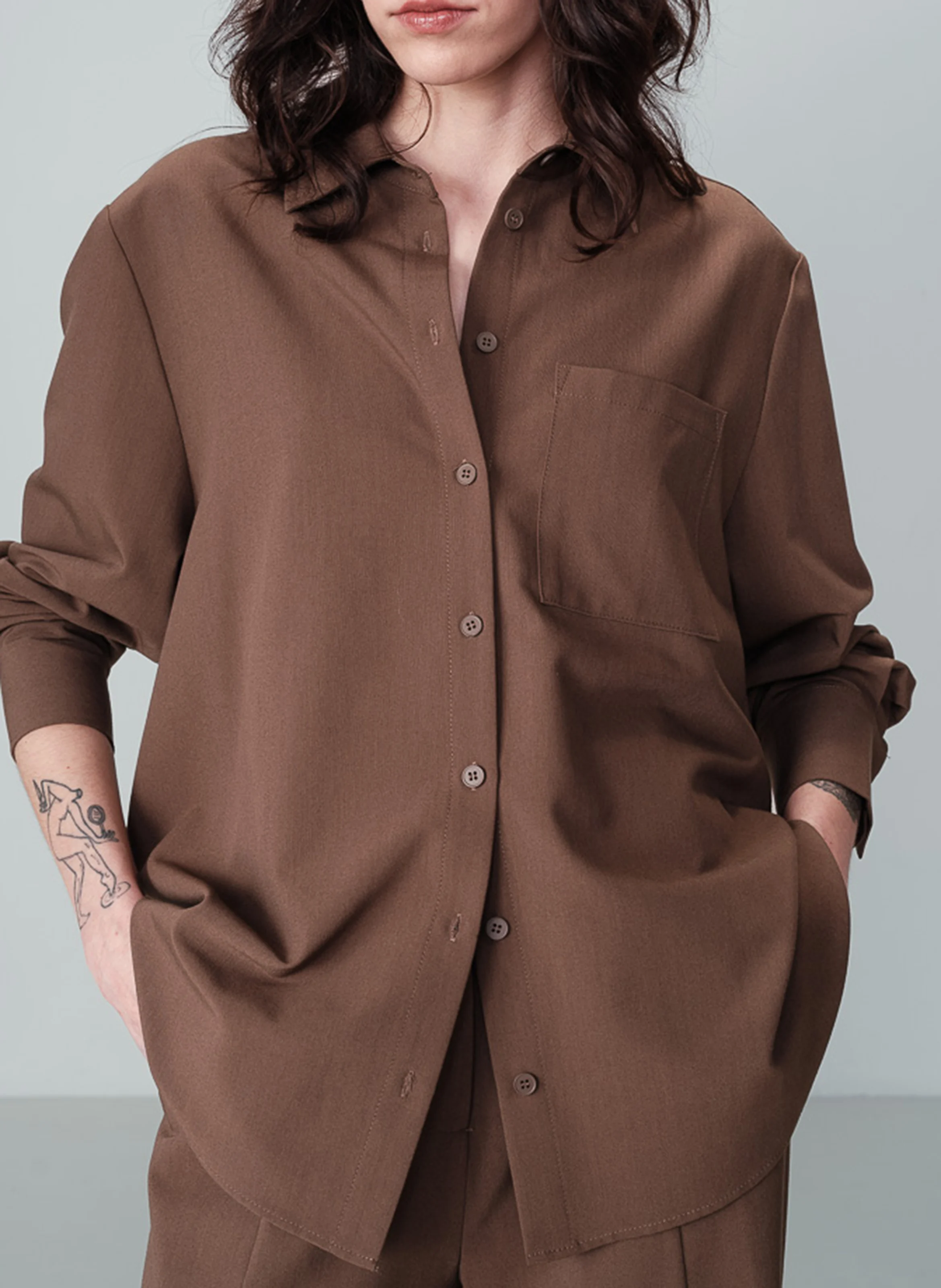 NONO - Chemise droite manches longues | Gris