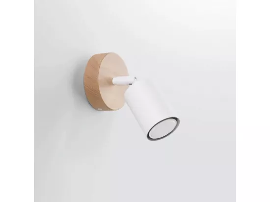Appliques Verdo moderne en acier/bois - 1 sources lumineuses - L.16 x H.16 cm - bois blanc