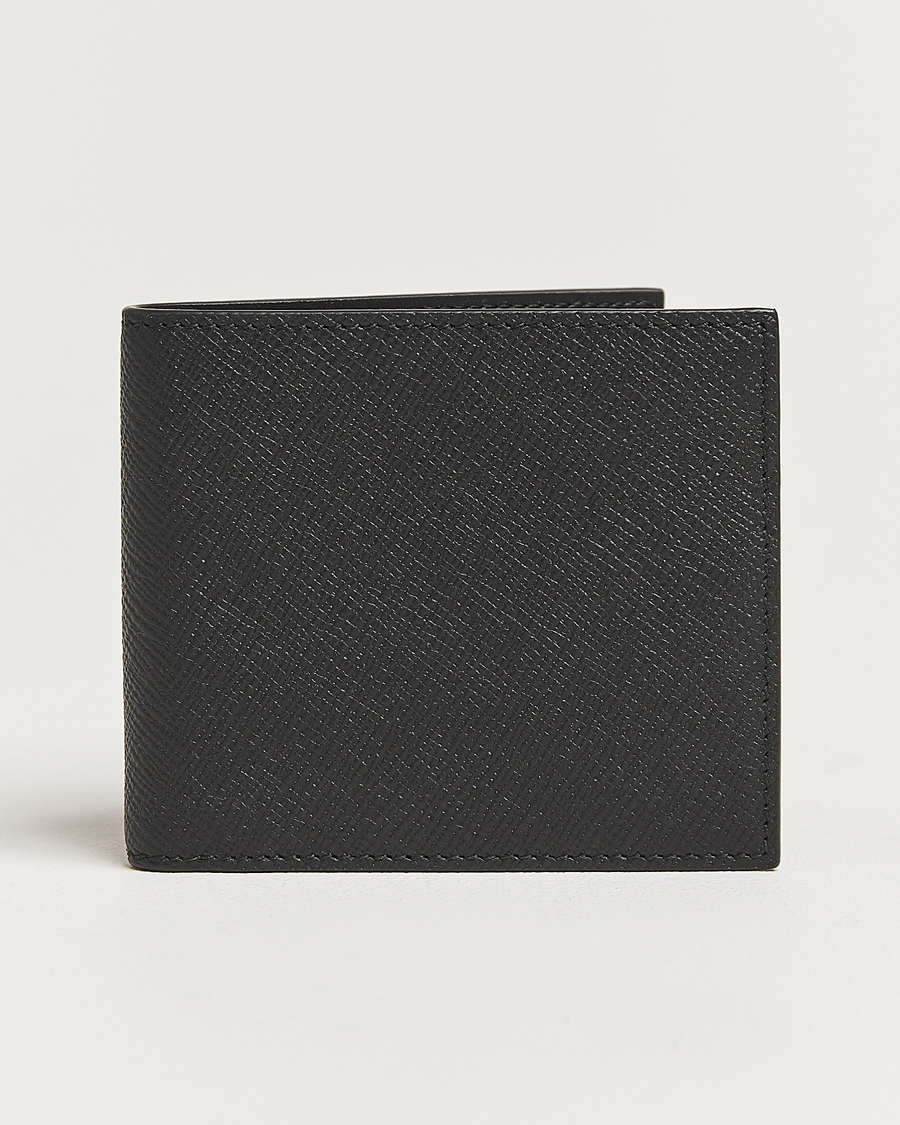Smythson Panama 6 Card Leather Wallet Black