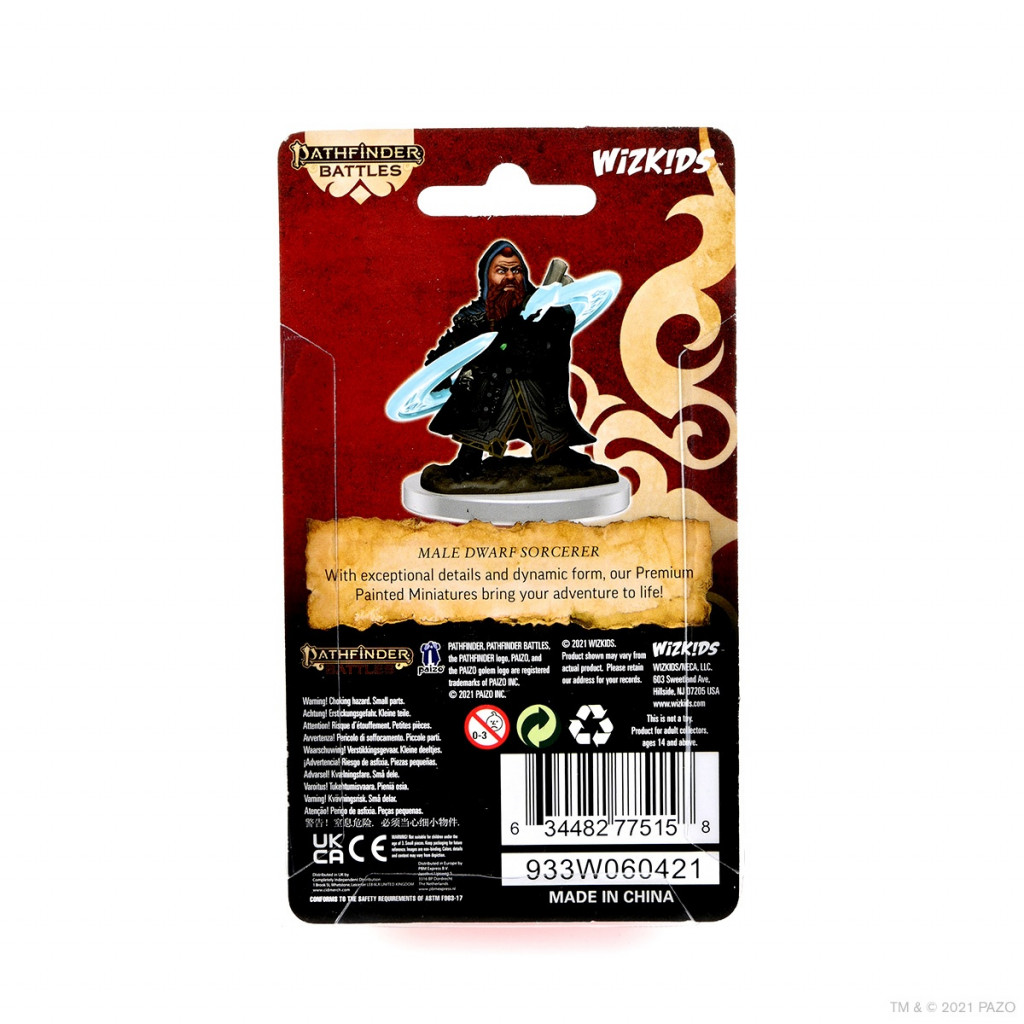 Pathfinder Battles Premium Painted Figure - Male Dwarf Sorcerer