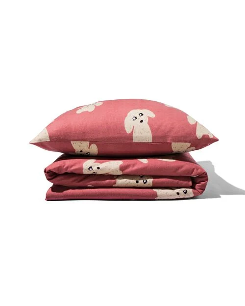 housse de couette enfant flanelle 140 x 200 chien rouge