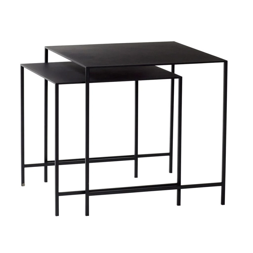 Hübsch  Metal sofabord, sort - 2 stk.