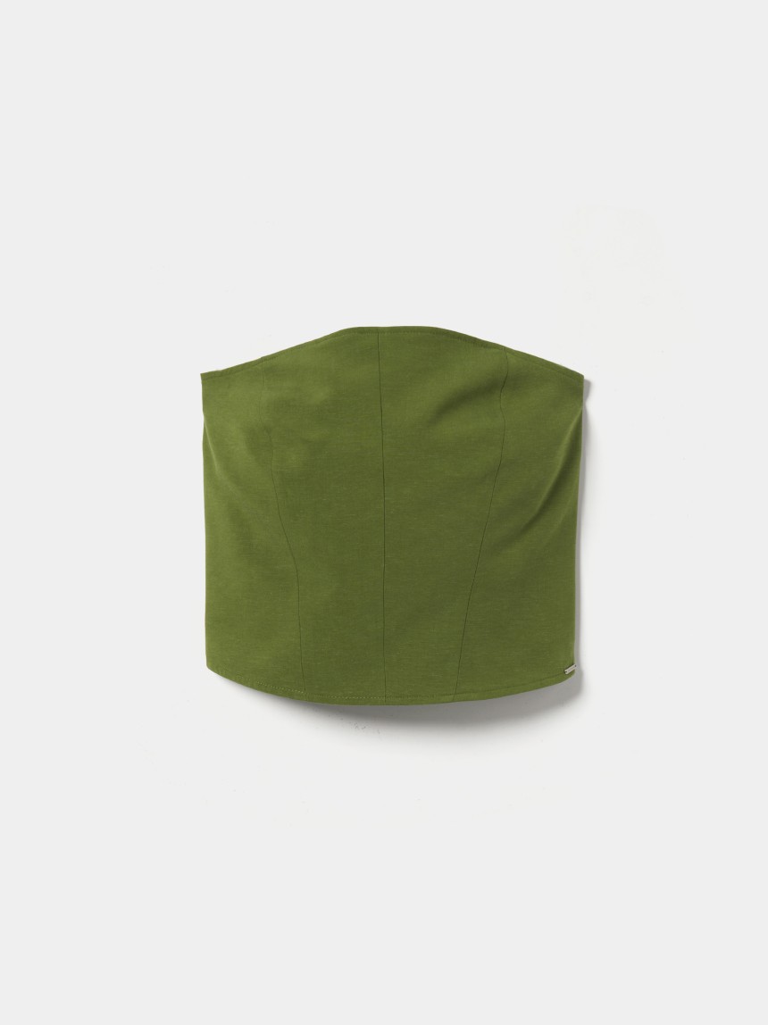 Top bandeau justo com linho