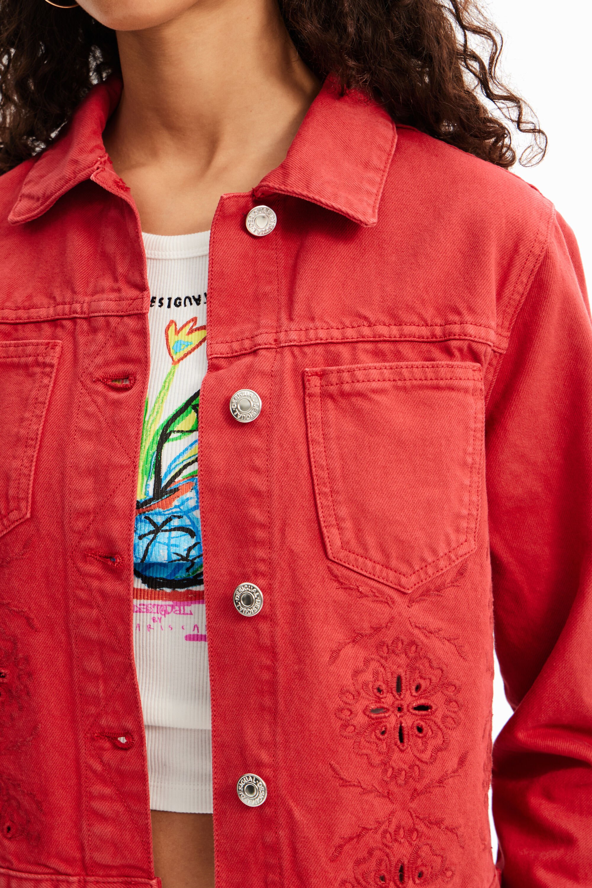 Veste jean ajourée
