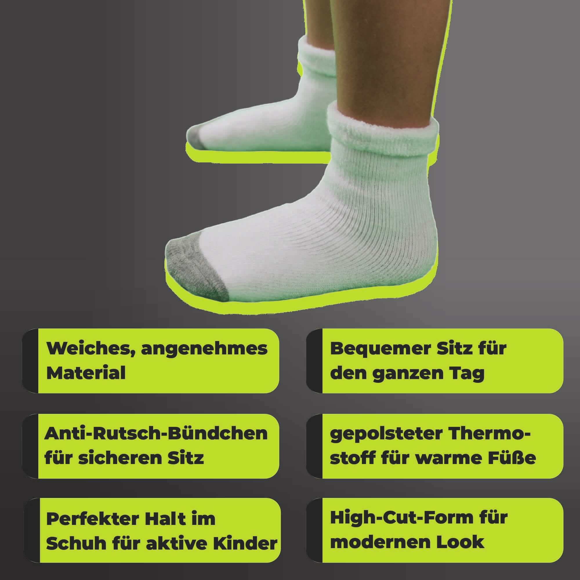 Athletech 6 Paar Thermo Socken für Kinder 3-5 Jahre mit Bündchen bis Gr. 34