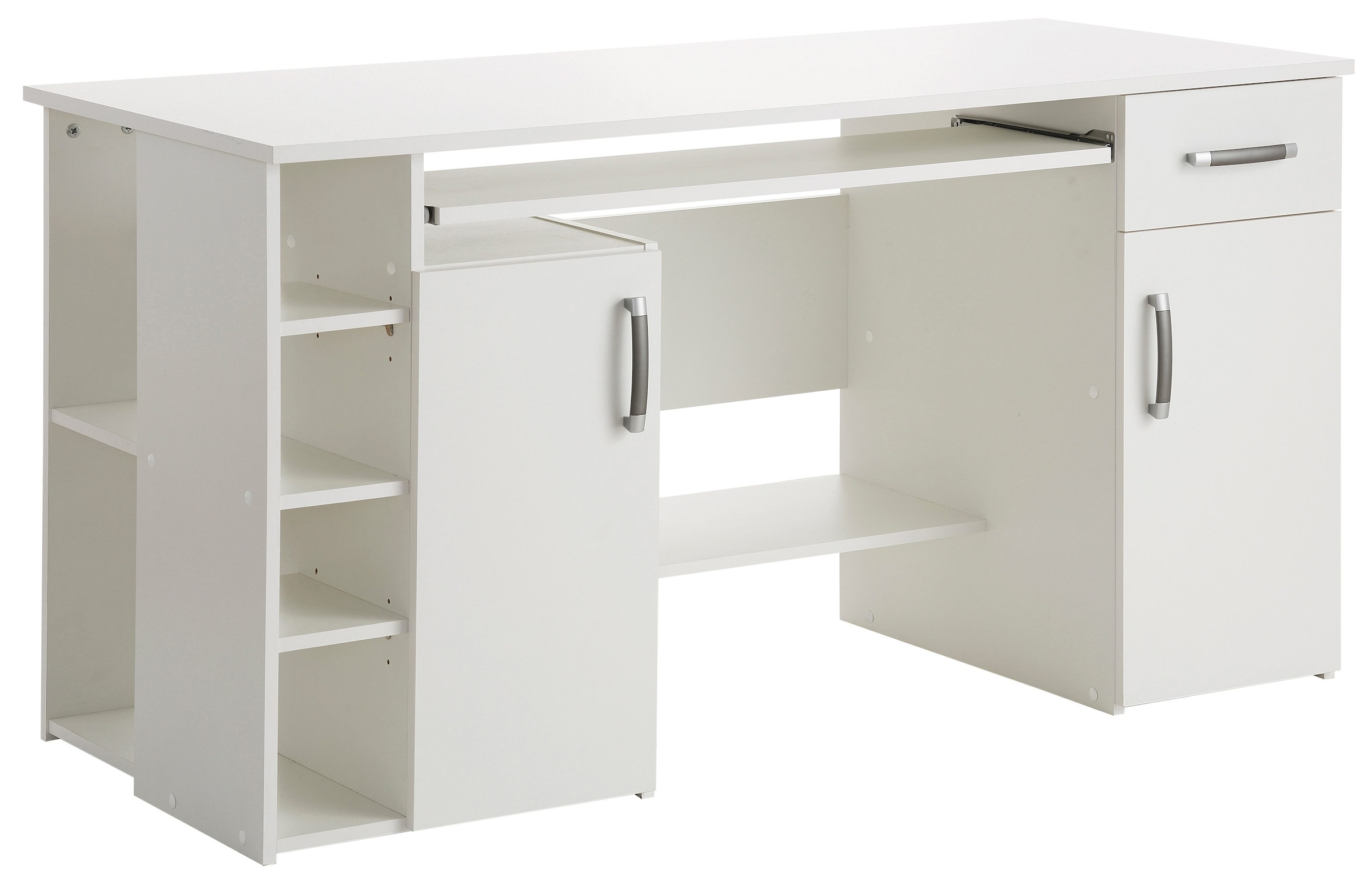VOGL Möbelfabrik Schreibtisch »Tim mit seitlich offenen Fächern & Tastaturauszug,« Druckerablage, 1 Schublade, Breite 138 cm, Made in Germany