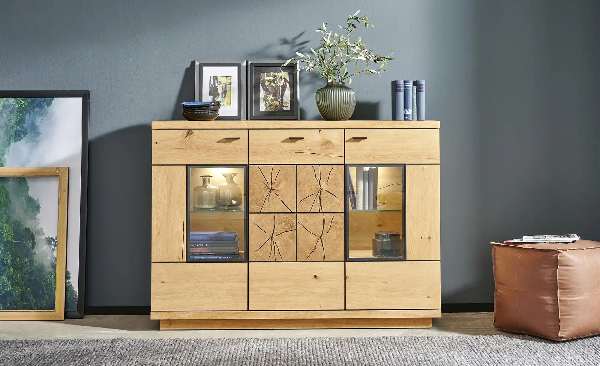 Gray & Jones Highboard  mit Beleuchtung Black Coast Two
