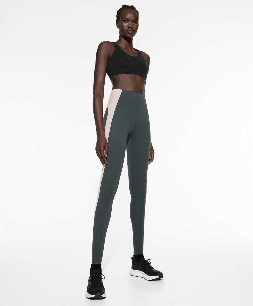 Leggings de compressão com blocos de cor até o tornozelo, 65 cm