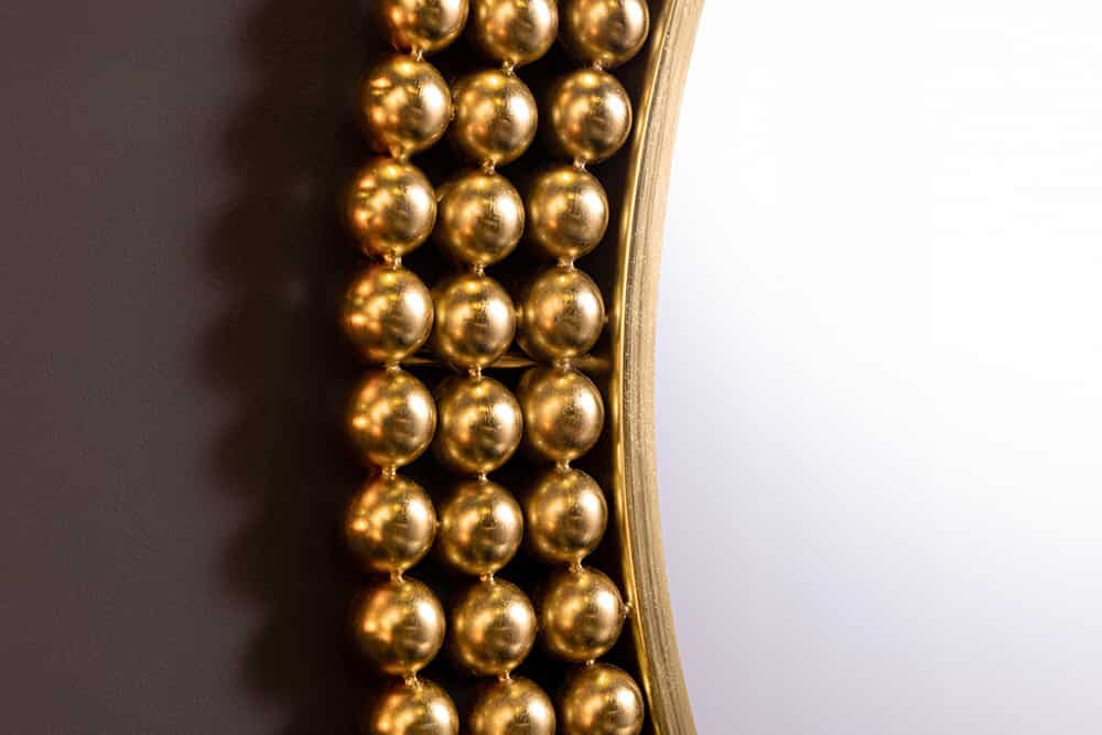 Runder Wandspiegel PEARLS 75cm gold Metall