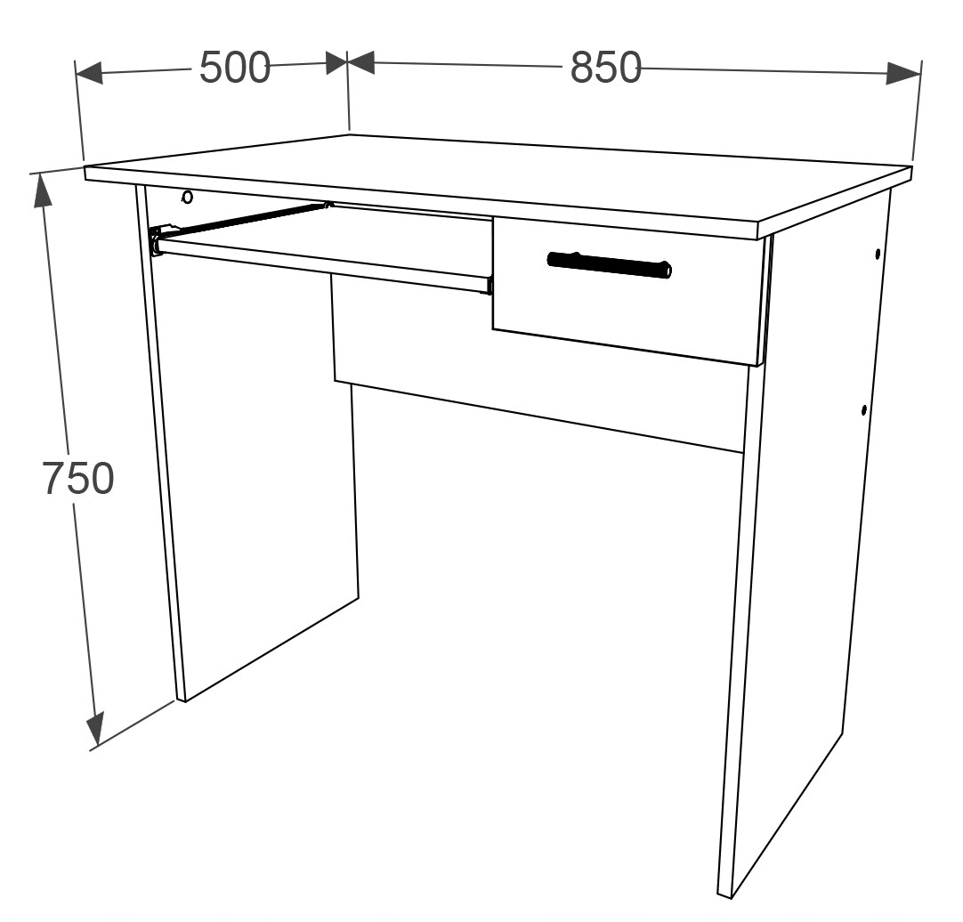 VCM Holz Schreibtisch Computertisch Tastaturauszug Schublade Bürotisch Arusa