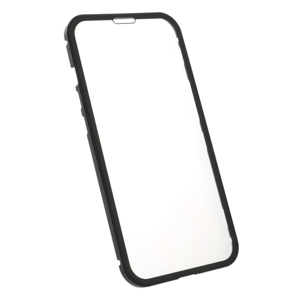 iPhone 13 Pro Magnetische Alu Schutzhülle mit Panzer Glas Backcover   Displayschutz (Magnet-Technologie) - Schwarz