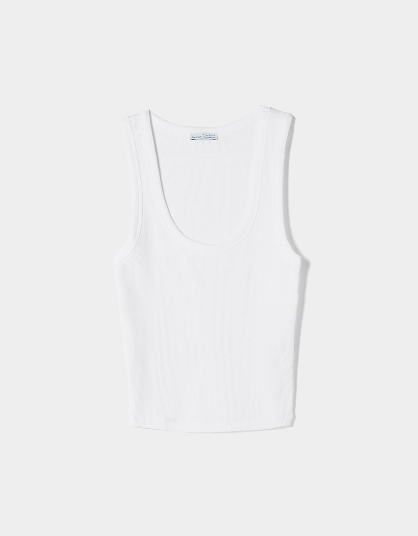 Camiseta canelada sem mangas