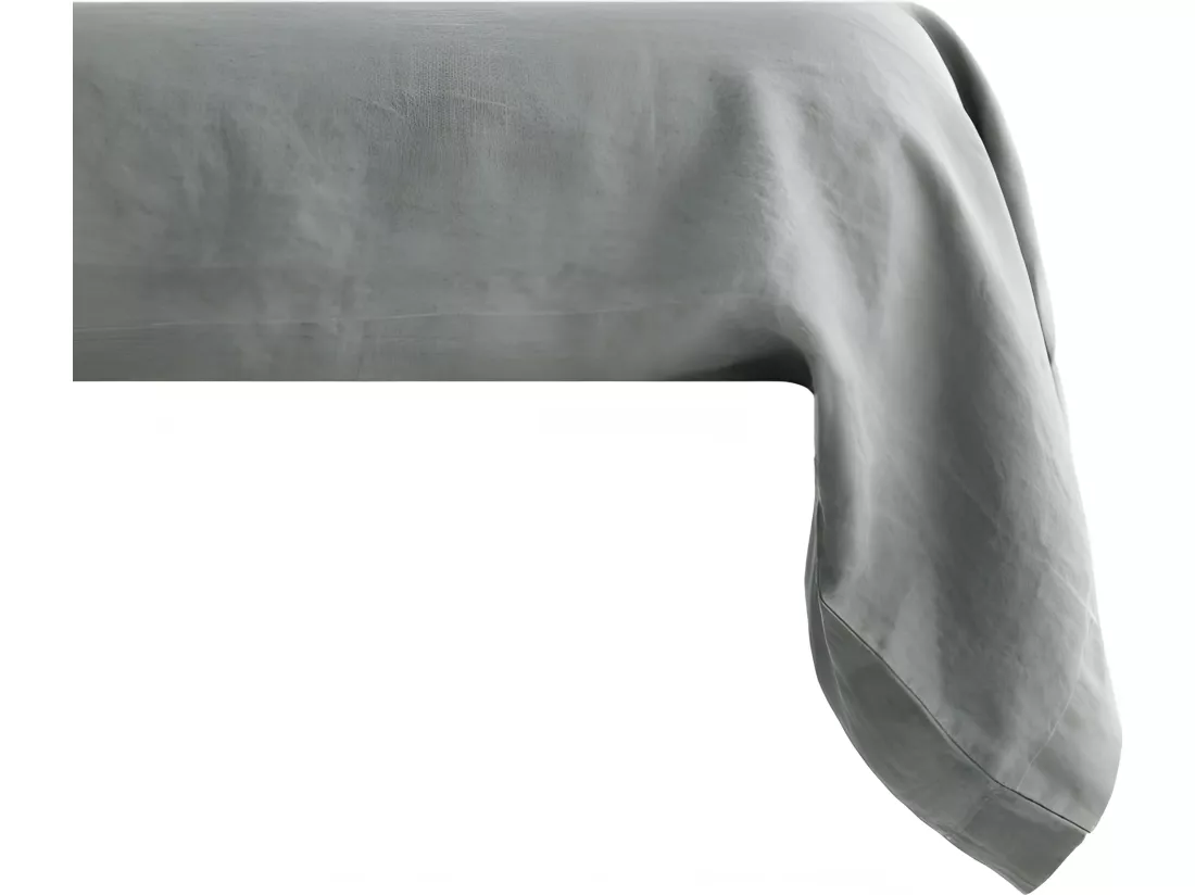 Taie de traversin Palace pur coton teint lavé, 63 fils/cm² Vent du sud - Palace Acier - 43 x 195 cm