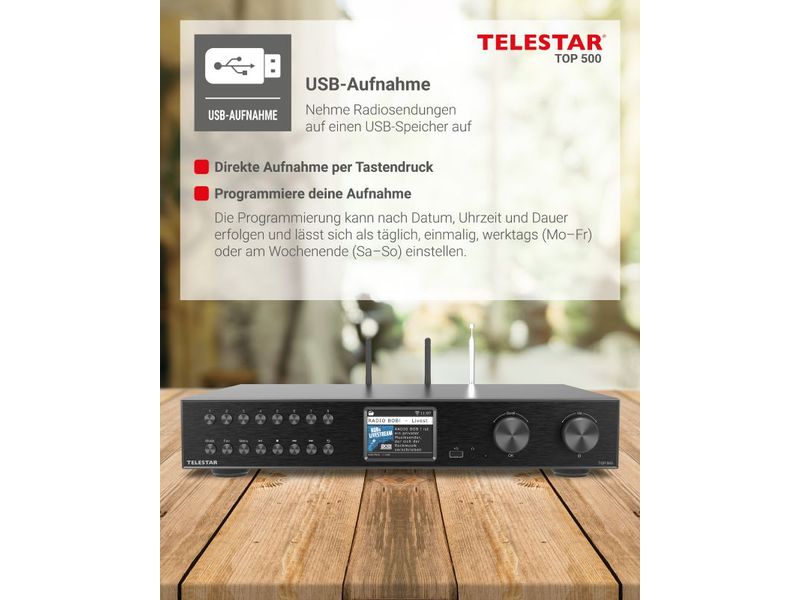 Telestar Netzwerk-Audioplayer TOP 500 Schwarz HiFi-Tuner mit DAB /FM und Internetradio