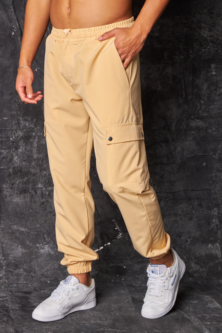 Pantalon de jogging fluide cargo beige