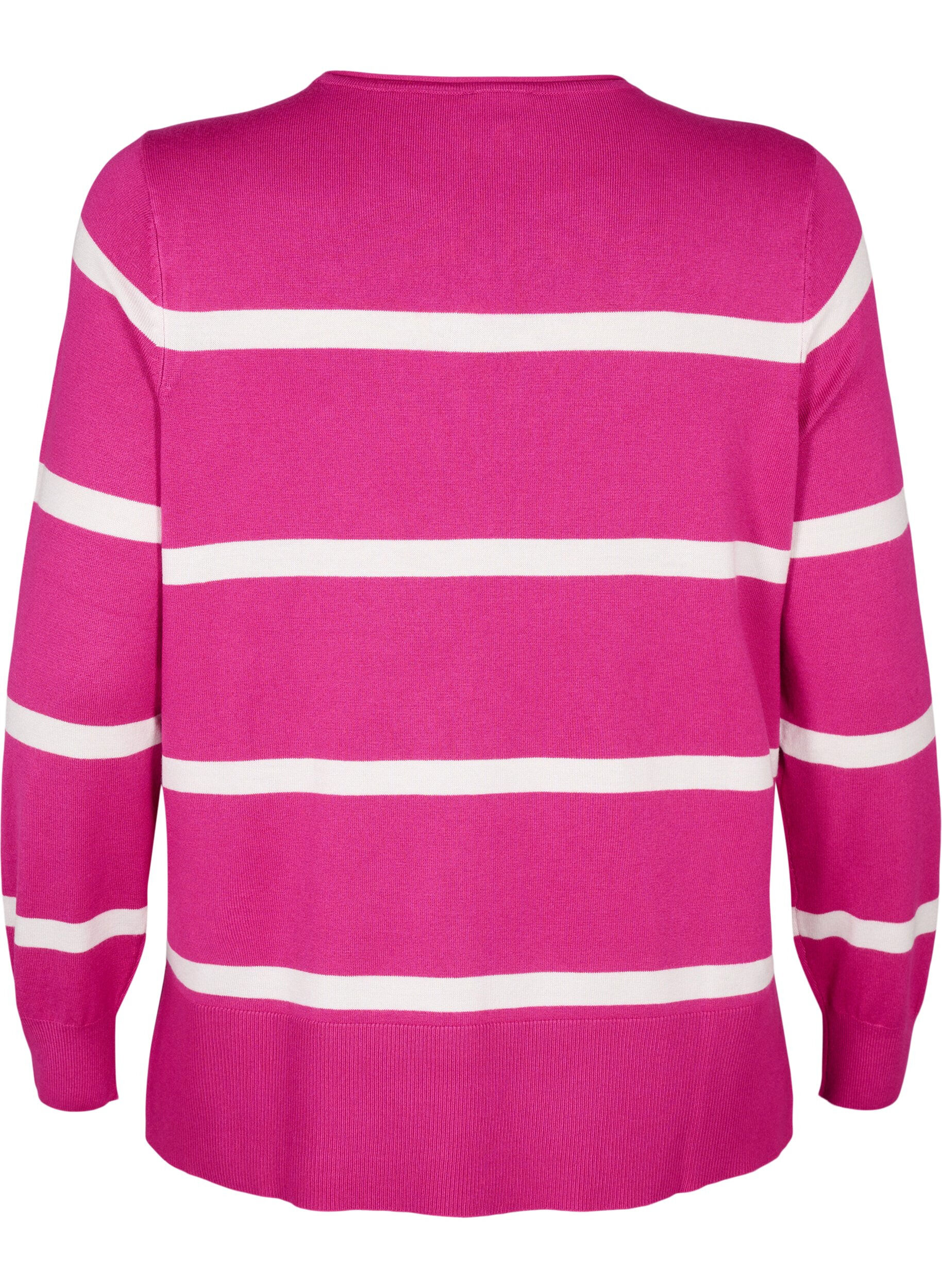 Strikket viskosebluse med striber