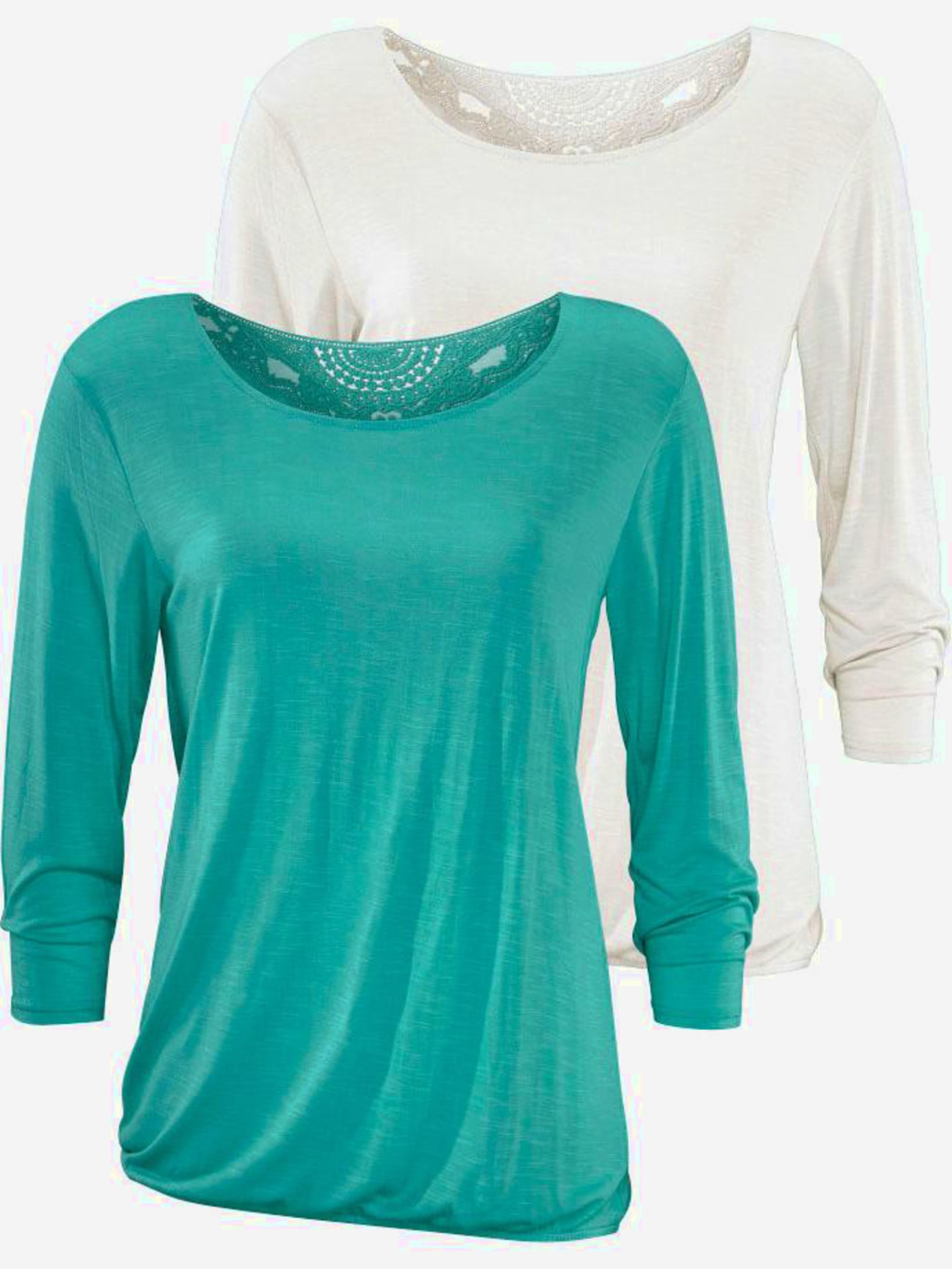 T-shirt à manches 3/4 lot de 2 t-shirts en dentelle