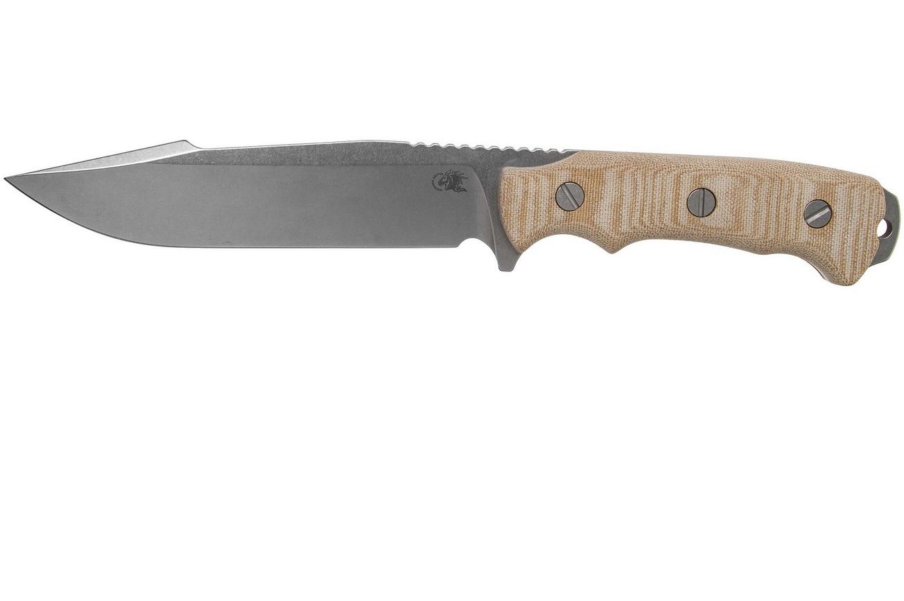 Rick Hinderer Fieldtac 6” Harpoon Spearpoint Stonewash Natural micarta survivalmes