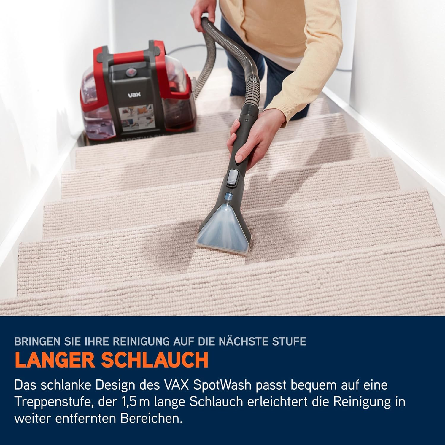 Vax SpotWash Fleckenreiniger – Teppich- und Polsterreiniger Gerät mit starker Saugkraft, schnelltrocknend, ideal für die tägliche Tiefenreinigung von Treppen, Sofas, Autos und Hartböden