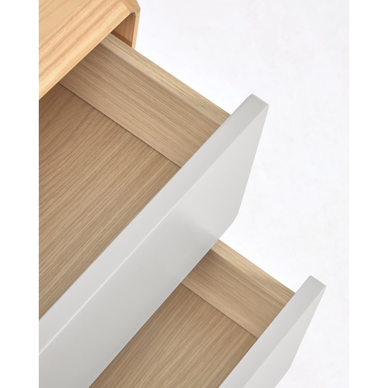 Table de chevet Anielle en bois massif et placage de frêne 50 x 58,4 cm