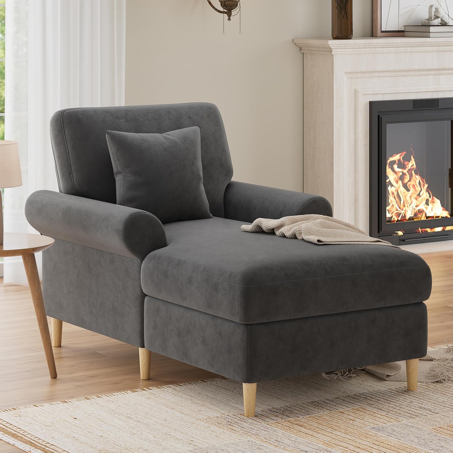 Gepolsterter Relaxsessel, klappbarer Schlafsessel, bequemer Lesesessel, Lounge-Sessel, XXL großer Lesesessel, samtbezogener Lounge-Sessel, Sitzsack für Wohn- und Schlafzimme (Gray)