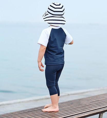 Petit Crabe Badeshirt - Raglan - UV50+ - Blue/White
