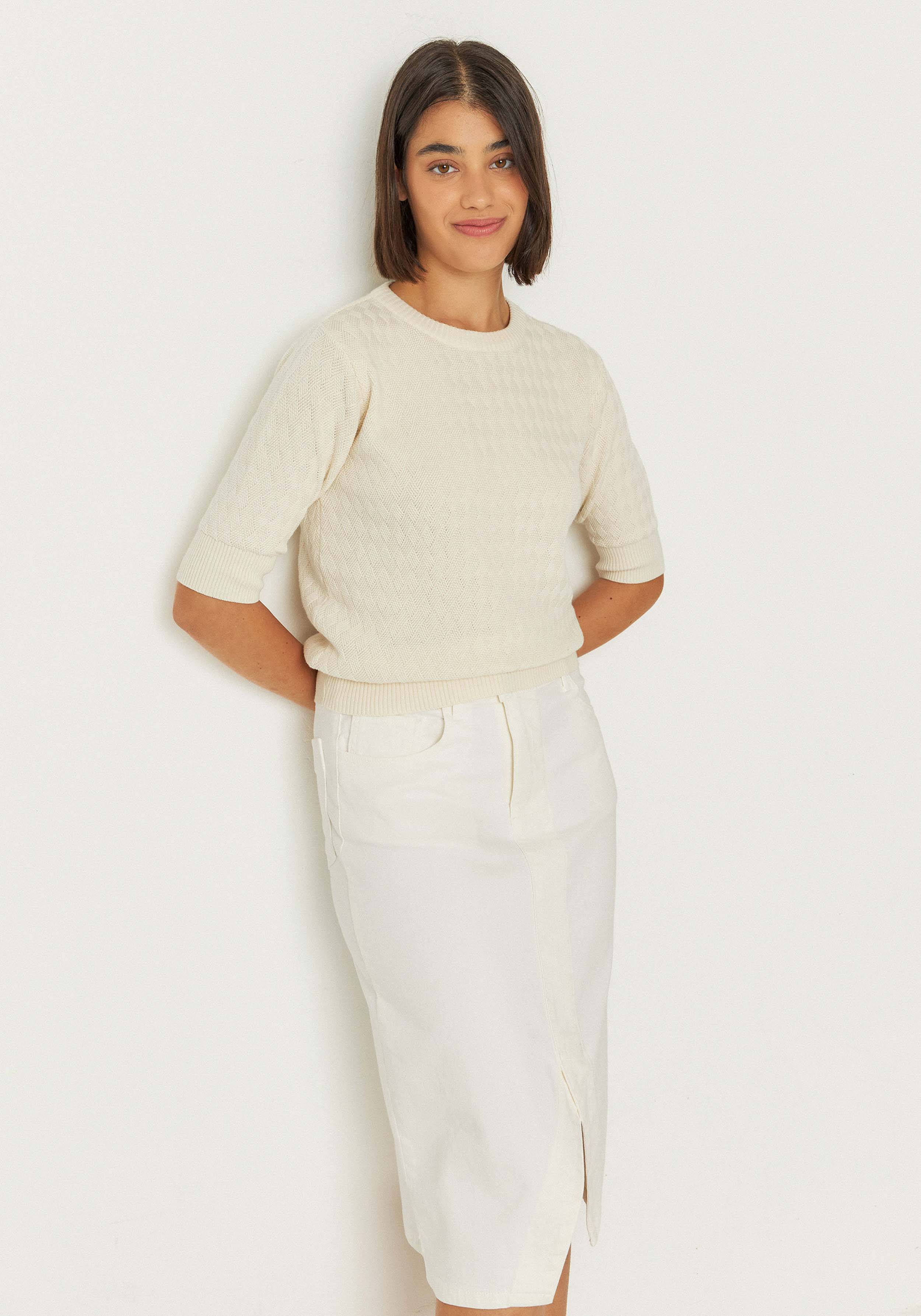 SKFK Kurzarmpullover Muike Cream