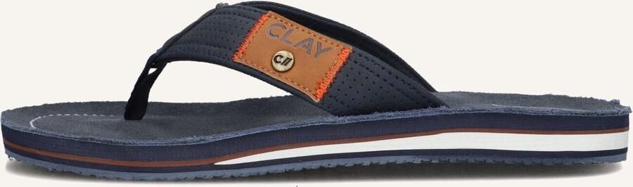 Clay Blauwe Leren Heren Slippers