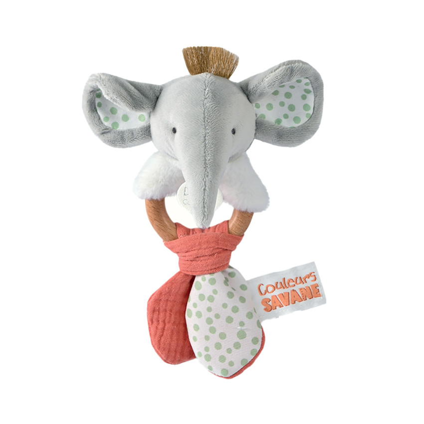 Hochet en bois Couleurs Savane éléphant