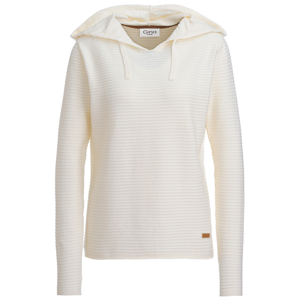 Gina Damen Strickhoodie gerippt cremeweiss