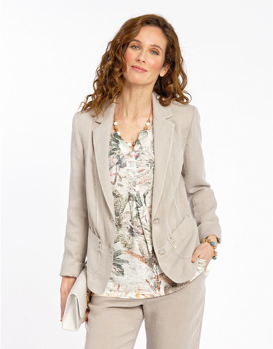 Veste beige col tailleur
