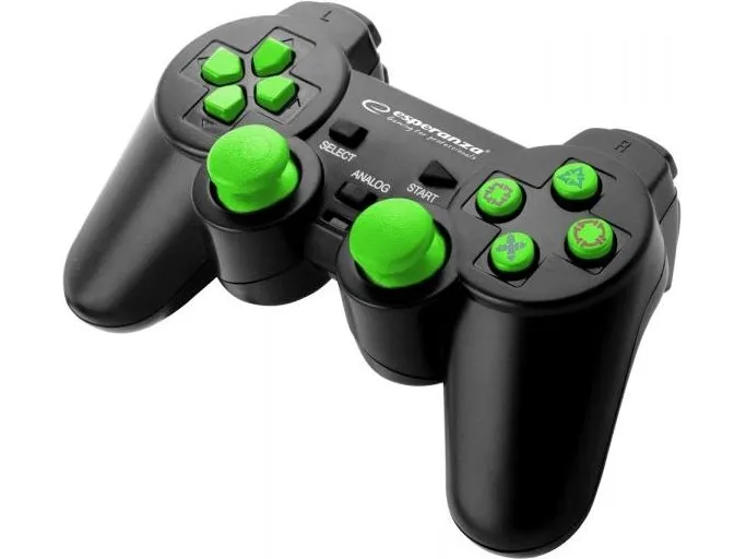 Esperanza TROOPER - Gamepad - kabling - sort, grøn - for PC, Sony PlayStation 3