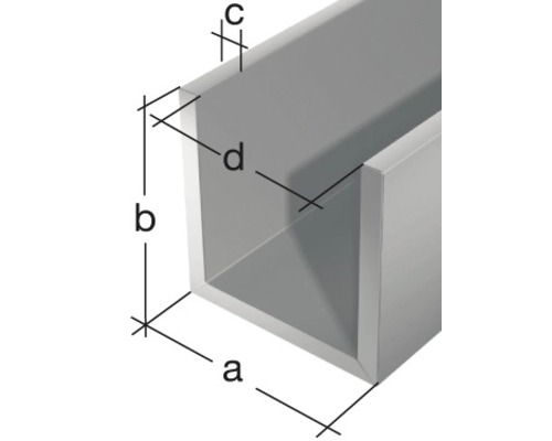 U-profiel aluminium zilver 12x10x1,5 mm, 1 m