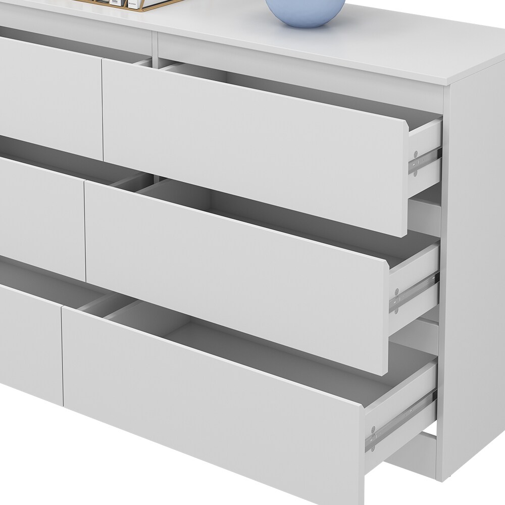 Vicco Kommode Calisto, Weiß 138 x 78,5 cm, mit 6 Schubfächer, Sideboard, Schrank