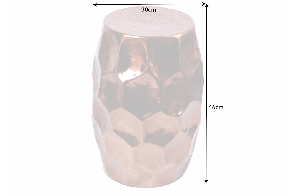 Handgefertigter Beistelltisch ORGANIC ORIENT 50cm kupfer Metall Hammerschlag Design Waben rund