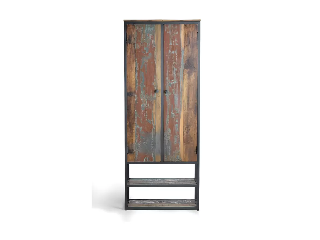 Armoire Bois-Métal Marron - Décoration d'Autrefois