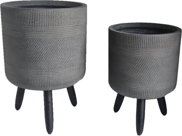 Intratuin bloempot op poten Bas grijs D 37,5 H 52,5 cm