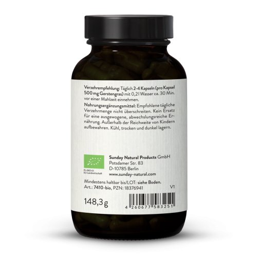 Sunday Natural Products  Bio Gerstengras Kapseln