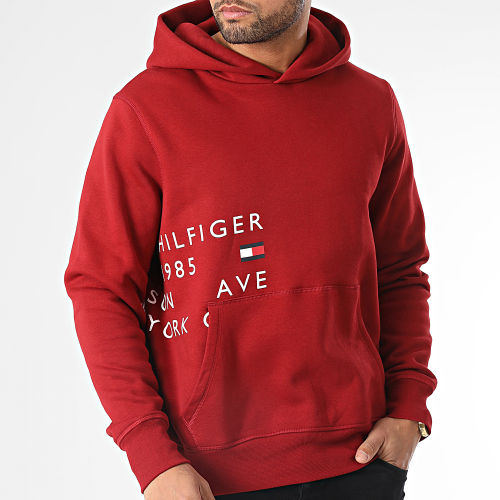 Sweat Capuche Off Placement Text 9303 Bordeaux