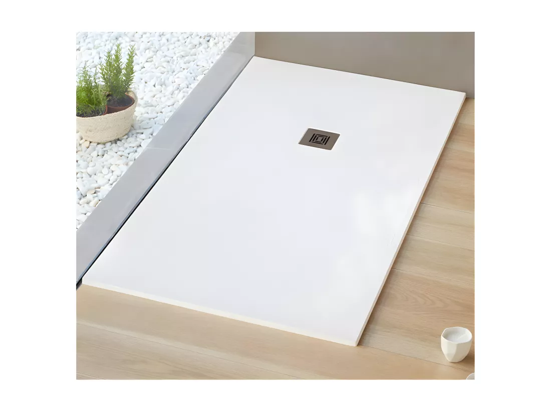 Receveur de douche 80 x 110 cm extra plat LOGIC surface ardoisée rectangulaire blanc